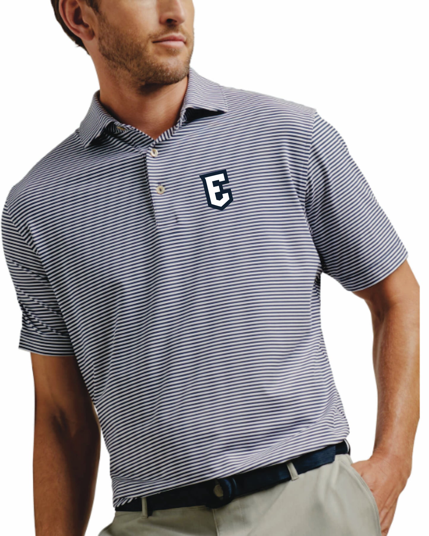 Peter Millar Polo Blue & White stripe-E logo