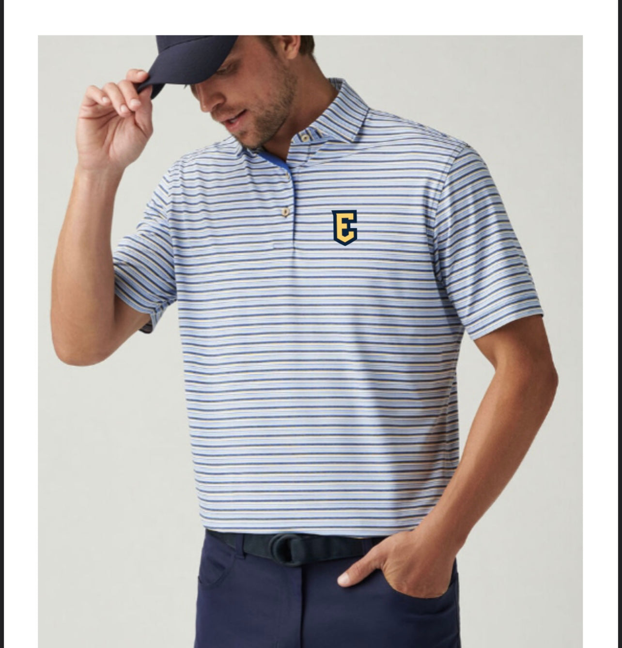 Peter Millar Striped Polo-E yellow logo Phoenix