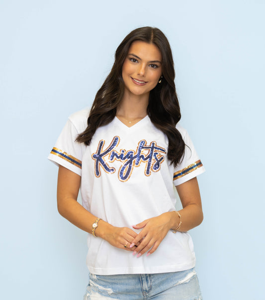 Bombs White Knights Sequin Ladies Tee